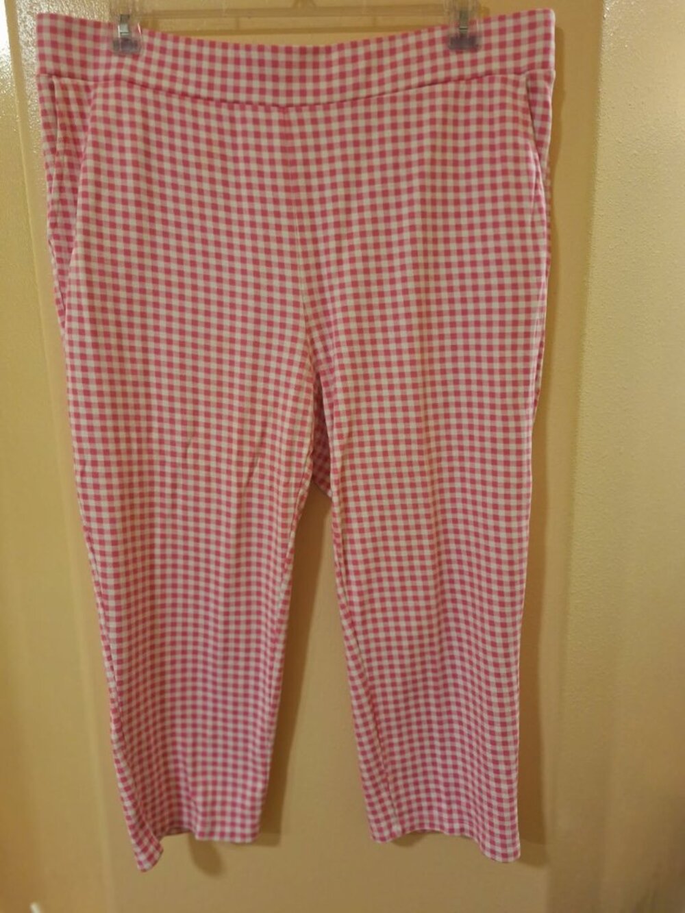 Kim Gravel - Belle Preppy Pink Gingham Checked Crop Pants - 1X